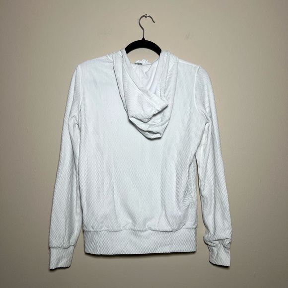 White Textured Athletic Zip Up - Picture 2 of 8